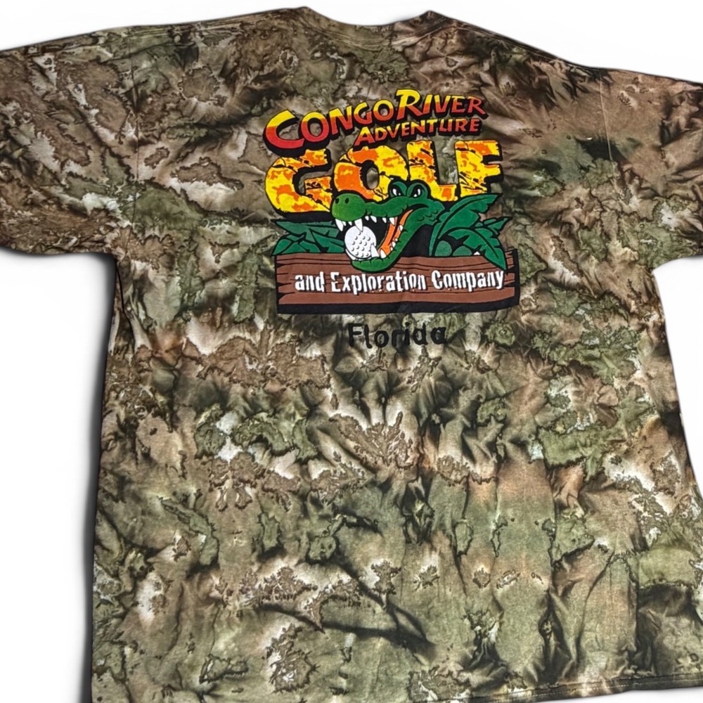 Congo River Adventure Golf Florida T-Shirt Mens XL Tie Dye Alligator Graphic Tee